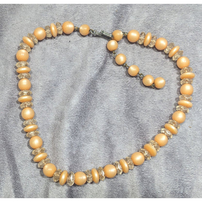 Vintage Orange Moonglow Lucite Beaded Necklace