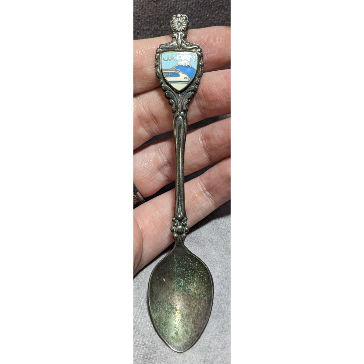 Vintage Travel Nickel Silver Silver Tone Japan Souvenir Spoon 4 3/4 Inch
