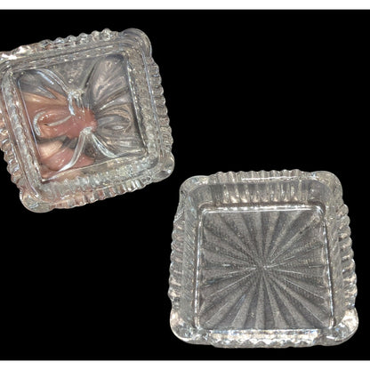 Coquette Vintage Clear Glass Bow Lidded Trinket Jewelry Box