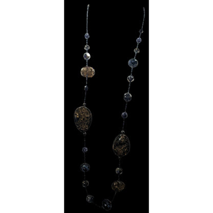 Abstract Glass Beaded Crackle Accent Station Necklace