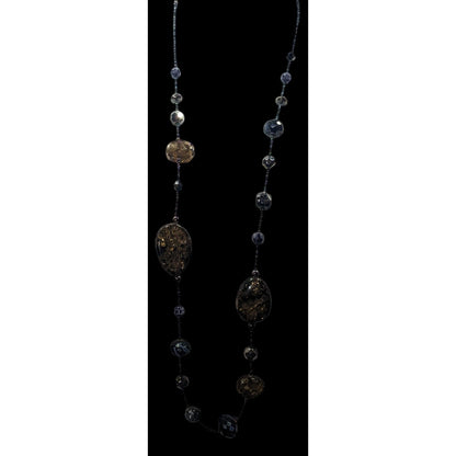 Abstract Glass Beaded Crackle Accent Station Necklace