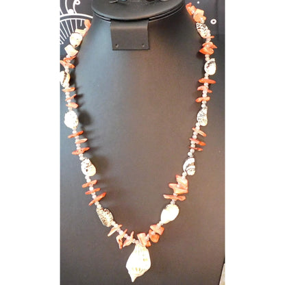 Mermaid Princess White And Pink Shell Necklace With Faux Pearl Accents
