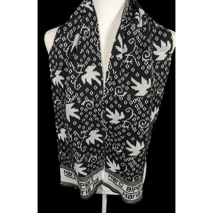 Marc Alpert Maria Pia Black And White Leaf Scarf