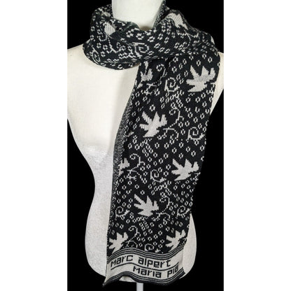 Marc Alpert Maria Pia Black And White Leaf Scarf