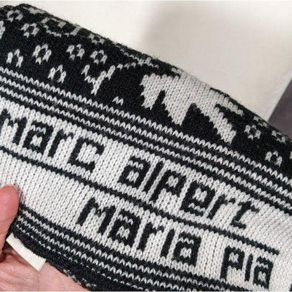 Marc Alpert Maria Pia Black And White Leaf Scarf