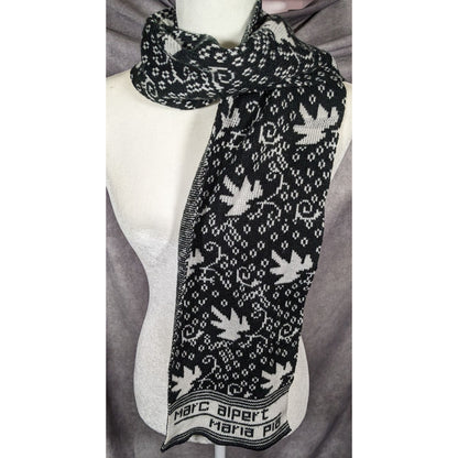 Marc Alpert Maria Pia Black And White Leaf Scarf