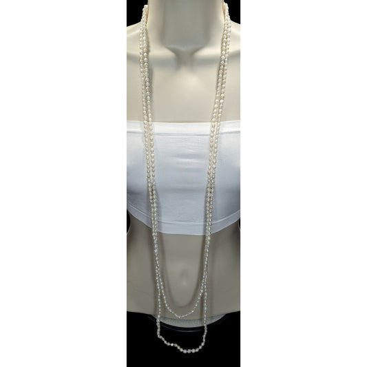 Vintage Freshwater Pearl Necklace 94 Inch White Nature Elegance Jewelry
