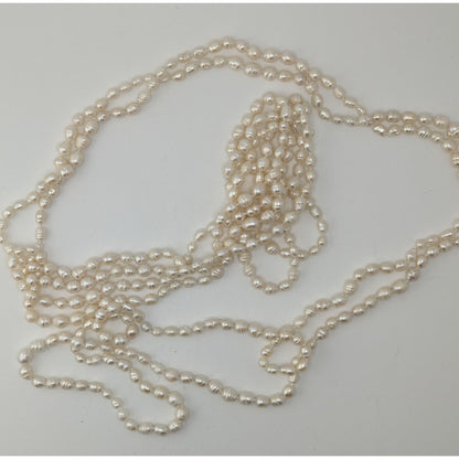Vintage Freshwater Pearl Necklace 94 Inch White Nature Elegance Jewelry