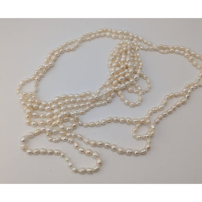 Vintage Freshwater Pearl Necklace 94 Inch White Nature Elegance Jewelry