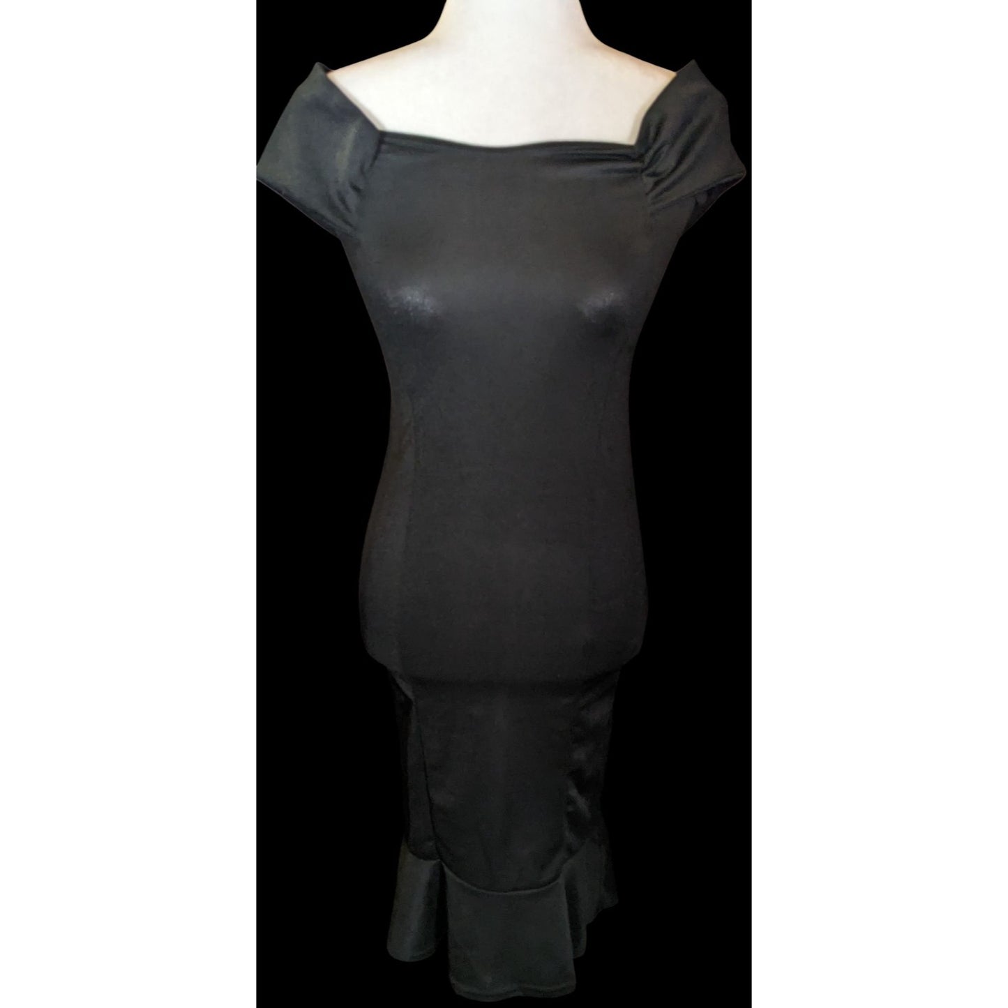 Pretty Little Thing Black Bardot Frill Midi Dress