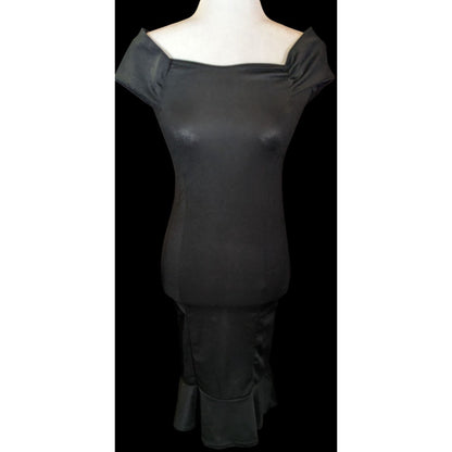 Pretty Little Thing Black Bardot Frill Midi Dress