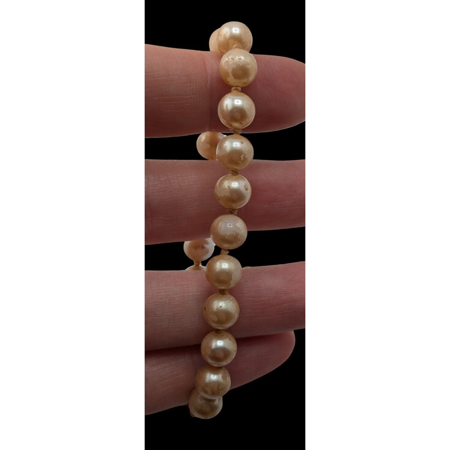 Vintage Japan Faux Pearl Bracelet Floral Box Clasp Gold Cream Elegance