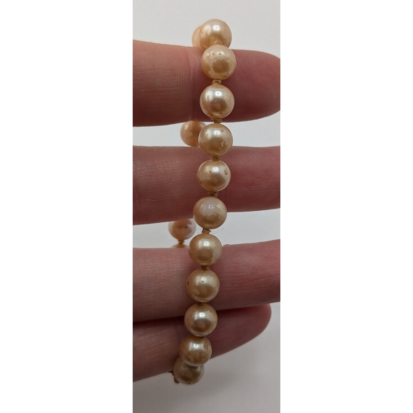 Vintage Japan Faux Pearl Bracelet Floral Box Clasp Gold Cream Elegance