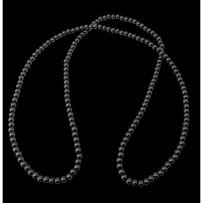 Hematite Beaded Necklace Long 27 Inches Polished Gemstone Jewelry