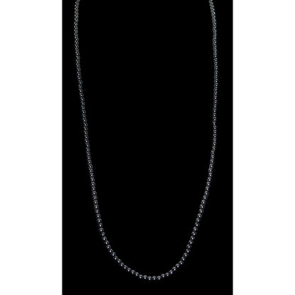 Hematite Beaded Necklace Long 27 Inches Polished Gemstone Jewelry