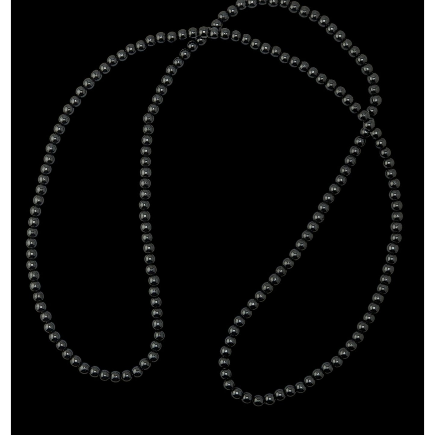 Hematite Beaded Necklace Long 27 Inches Polished Gemstone Jewelry