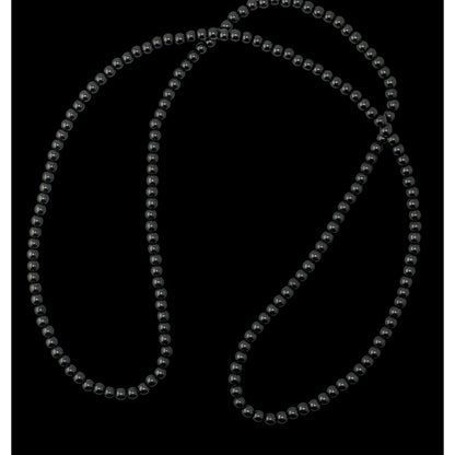 Hematite Beaded Necklace Long 27 Inches Polished Gemstone Jewelry