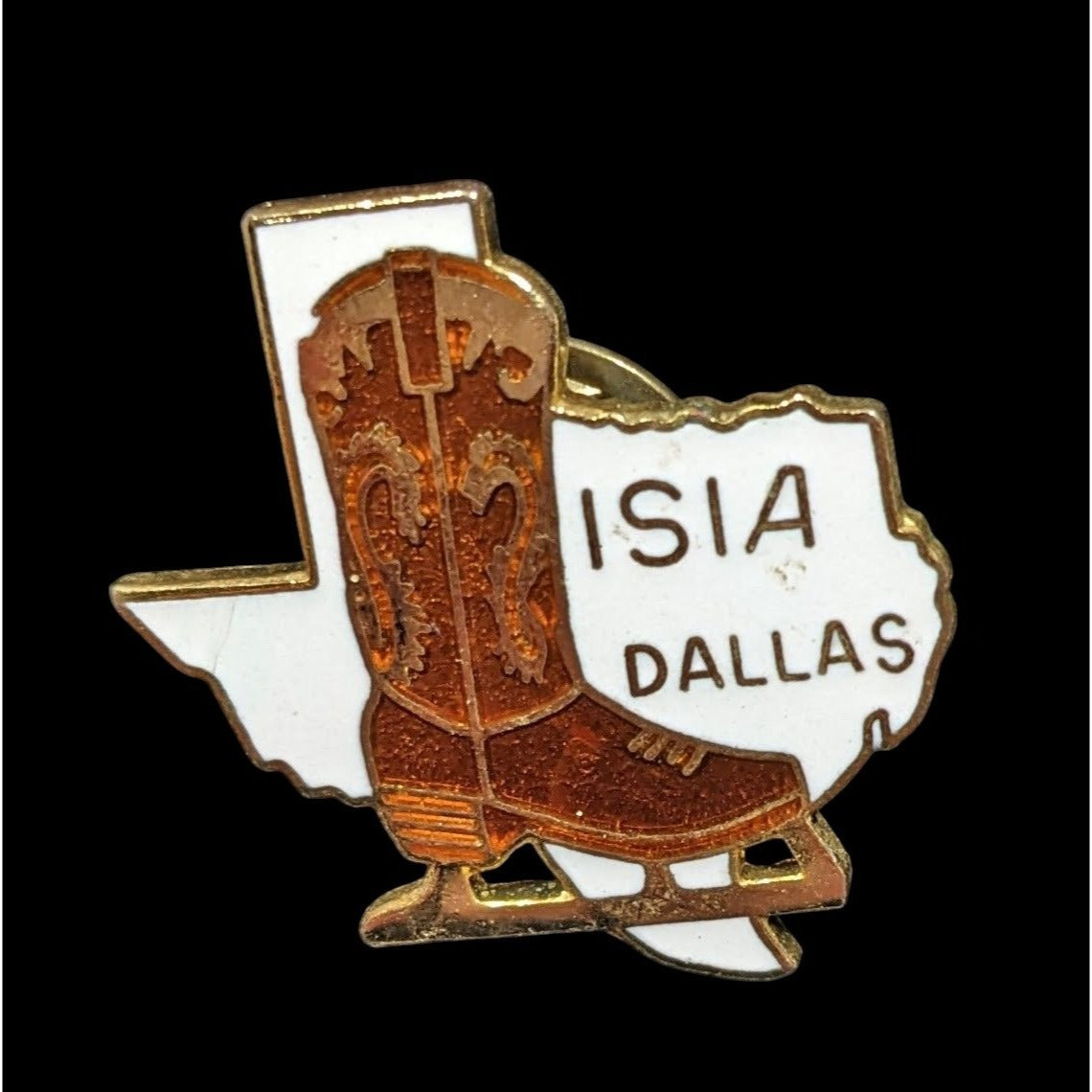 Isia Dallas Texas Cowboy Boot Ice Skating Lapel Pin