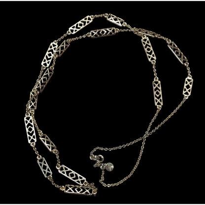 Vintage Loft Lattice Link Silver Tone Chain Necklace