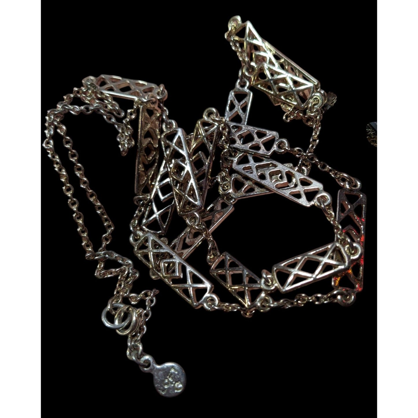 Vintage Loft Lattice Link Silver Tone Chain Necklace