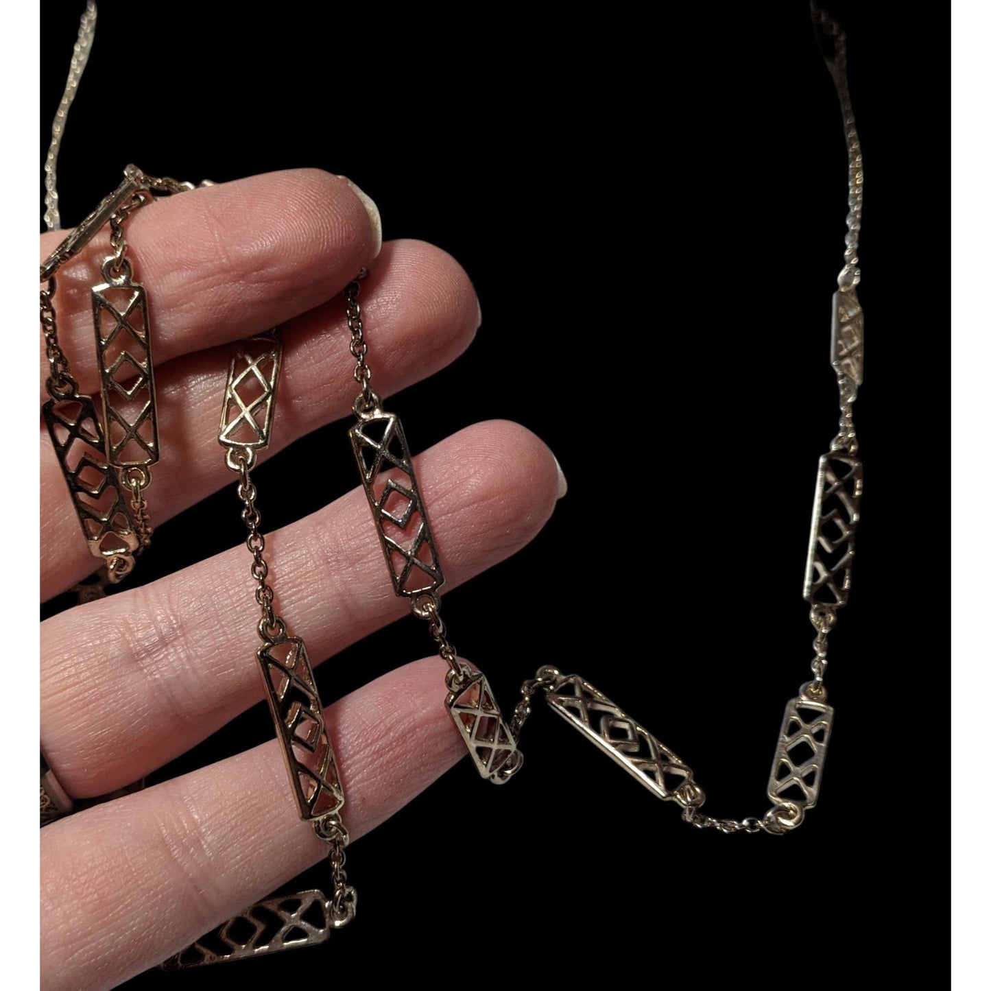 Vintage Loft Lattice Link Silver Tone Chain Necklace