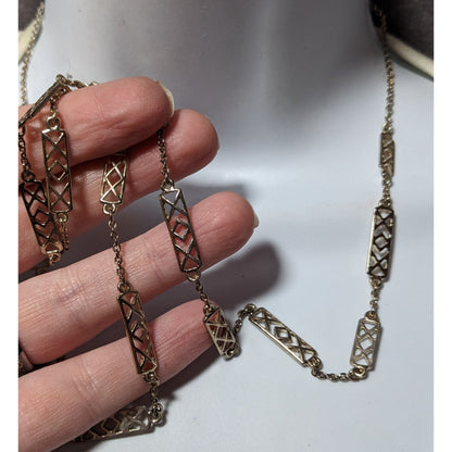 Vintage Loft Lattice Link Silver Tone Chain Necklace