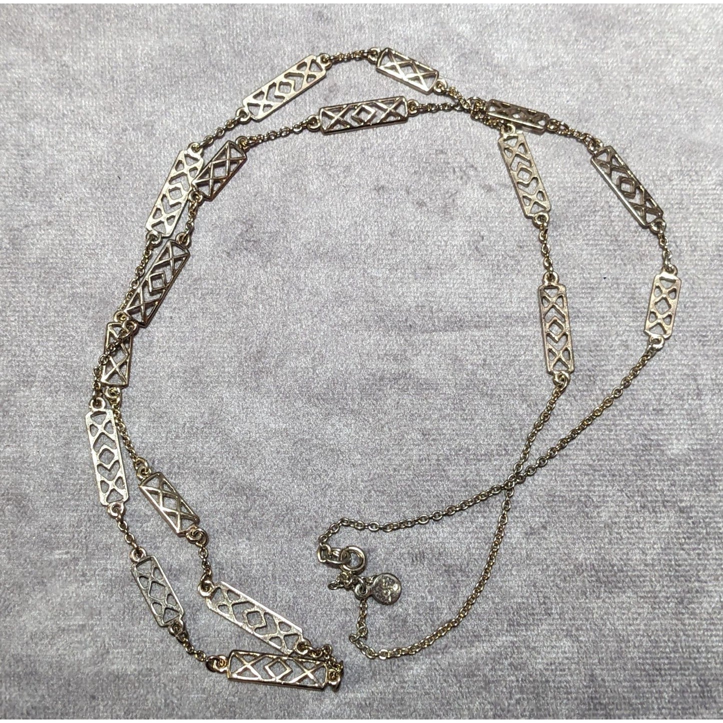 Vintage Loft Lattice Link Silver Tone Chain Necklace