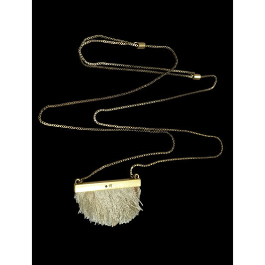 Madewell Dreamkeeper Cream And Gold Tone Fringe Pendant Necklace
