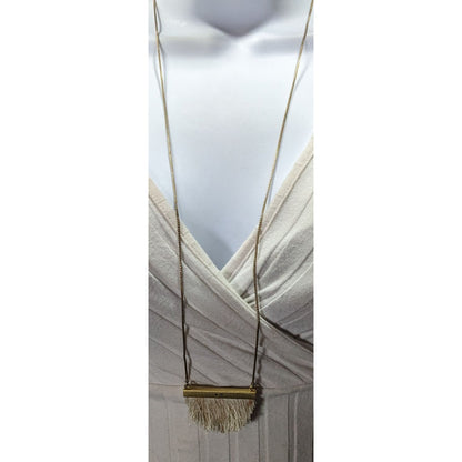 Madewell Dreamkeeper Cream And Gold Tone Fringe Pendant Necklace