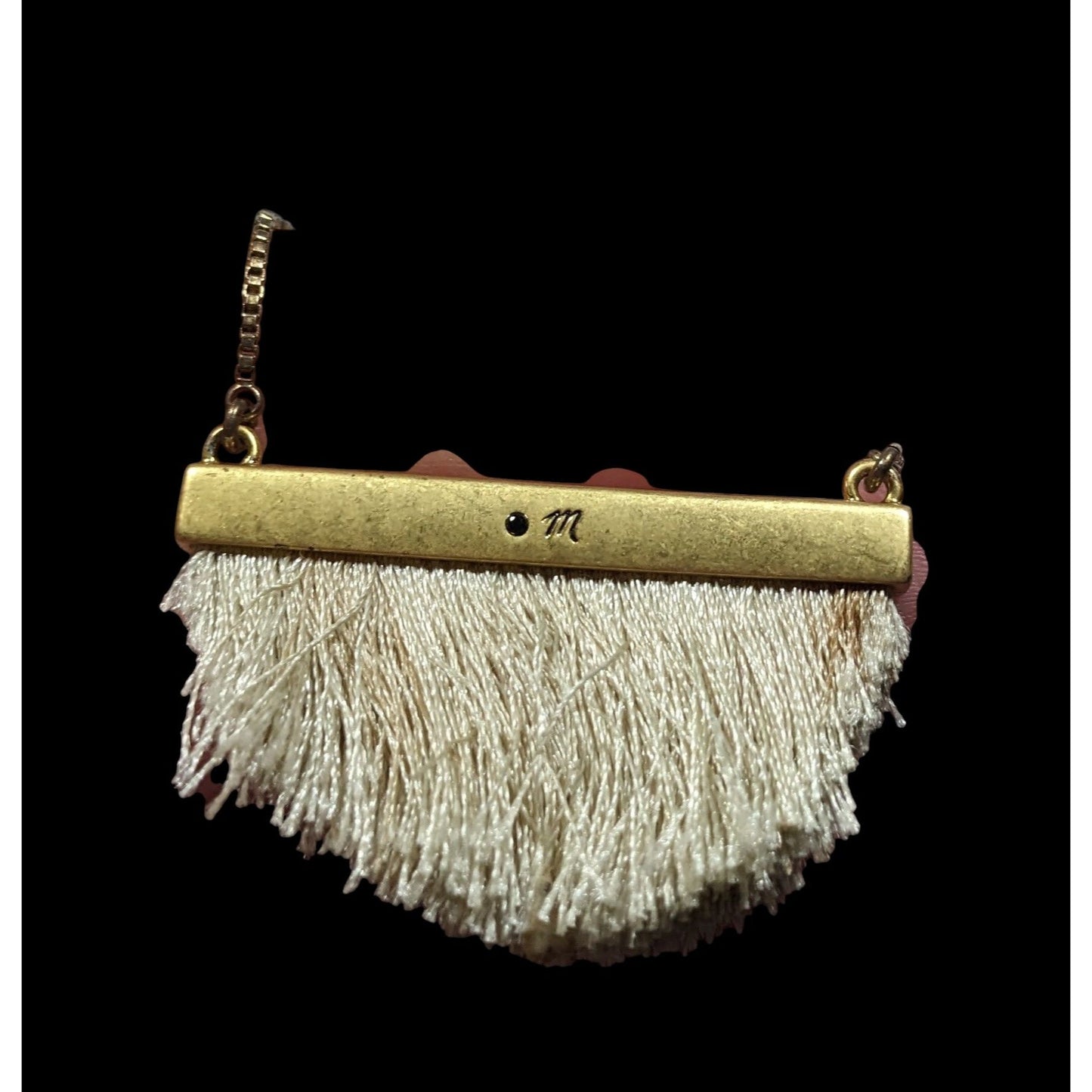 Madewell Dreamkeeper Cream And Gold Tone Fringe Pendant Necklace