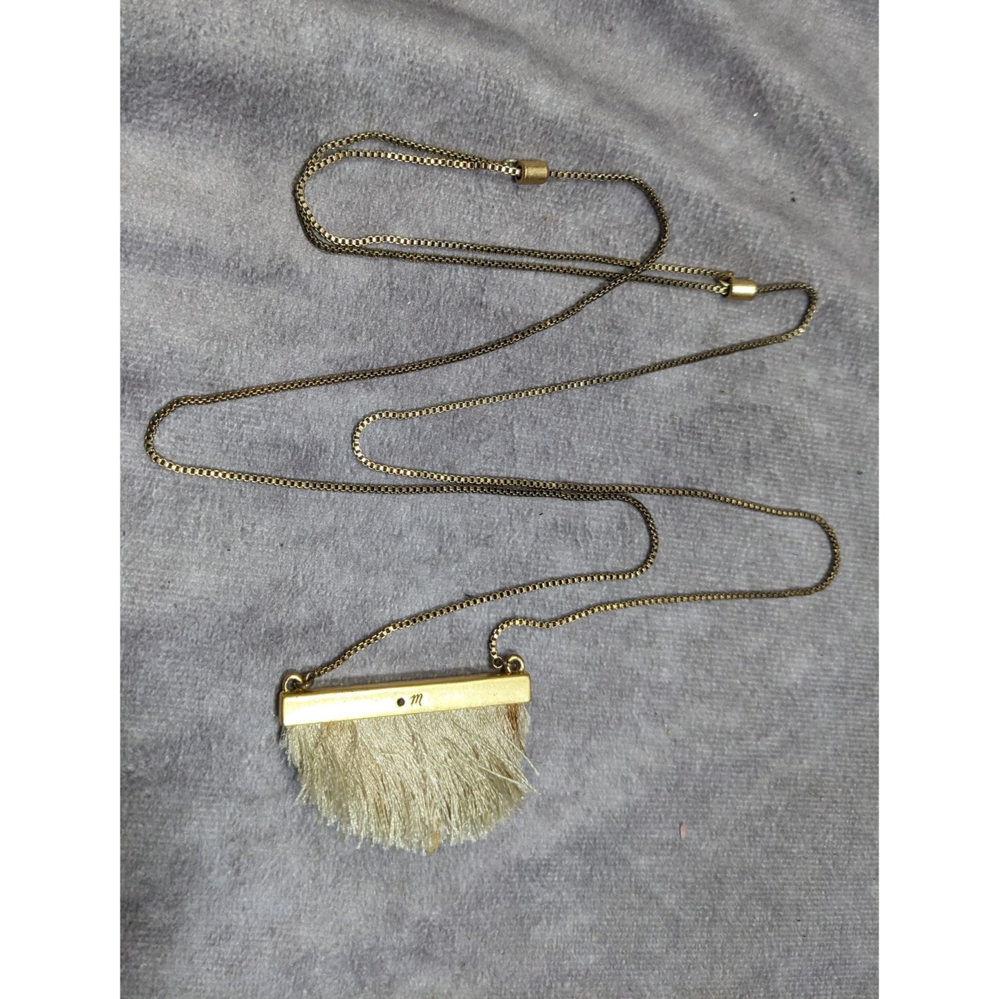 Madewell Dreamkeeper Cream And Gold Tone Fringe Pendant Necklace