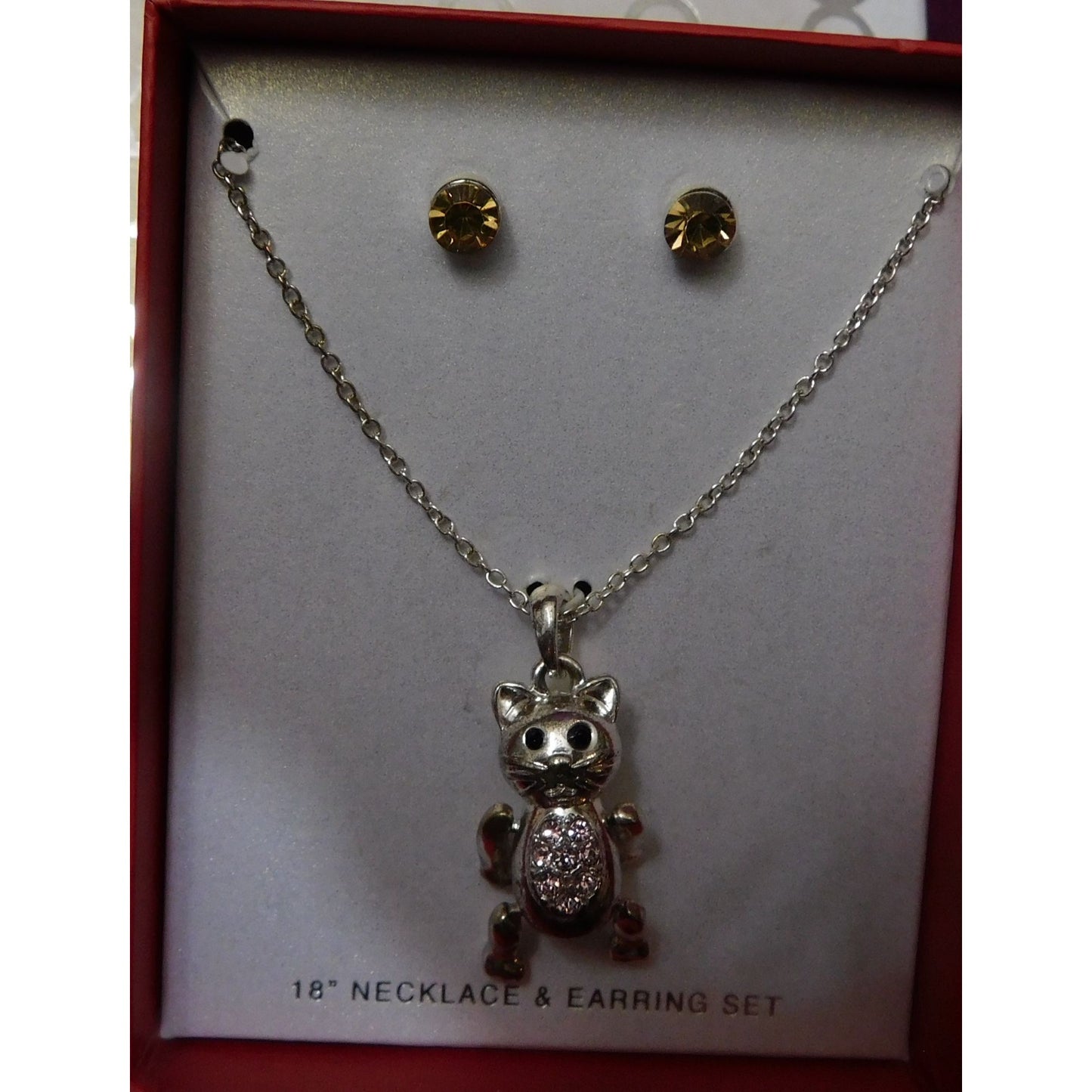 Articulated Cat Necklace And Earring Set