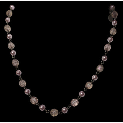 Vintage 90s Claire's Coquette Pink And Silver Beaded Necklace