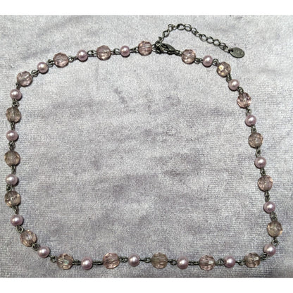 Vintage 90s Claire's Coquette Pink And Silver Beaded Necklace