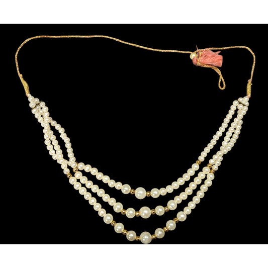 Indian Layered Faux Pearl Necklace With Gold Tone Accents