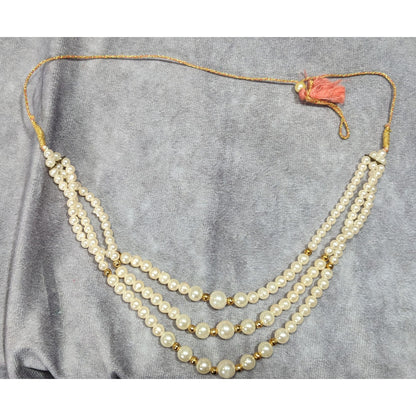 Indian Layered Faux Pearl Necklace With Gold Tone Accents