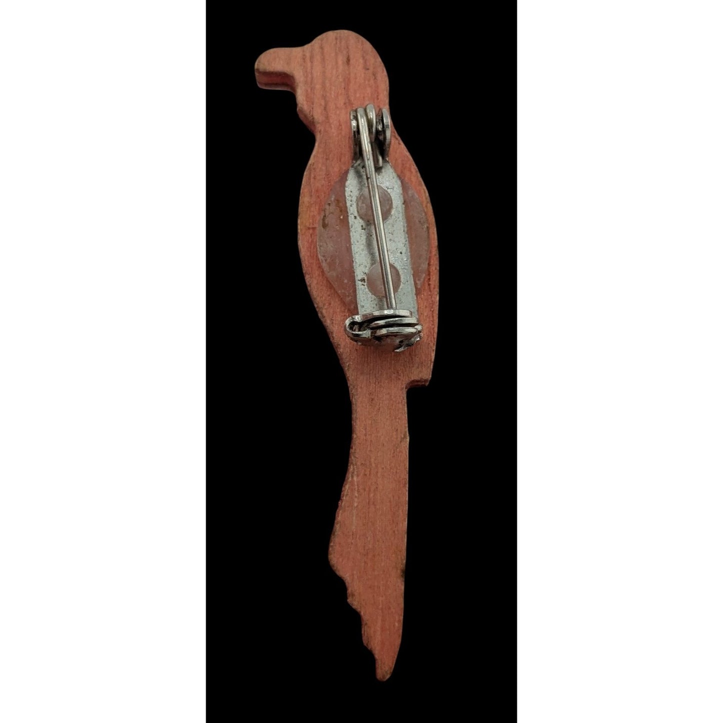 Vintage Wooden Parrot Red And Yellow Brooch