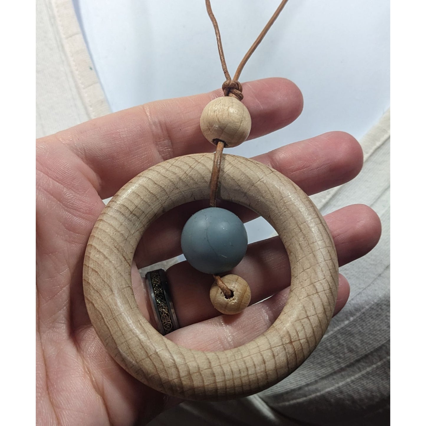 Wood And Silicone Geometric "Chewelry" Necklace