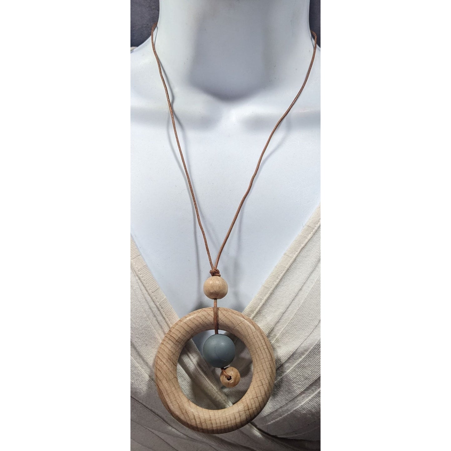 Wood And Silicone Geometric "Chewelry" Necklace