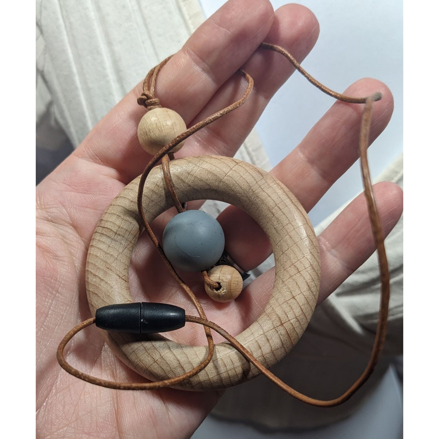 Wood And Silicone Geometric "Chewelry" Necklace