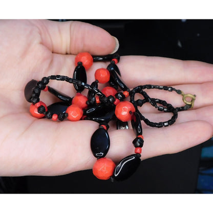 Black And Red Casual Retro Beaded Necklace
