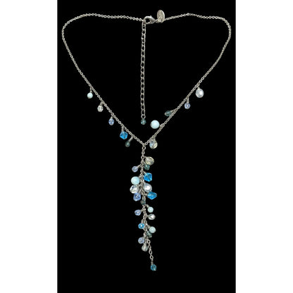 Lia Sophia Whimsical Blue Beaded Y Drop Necklace