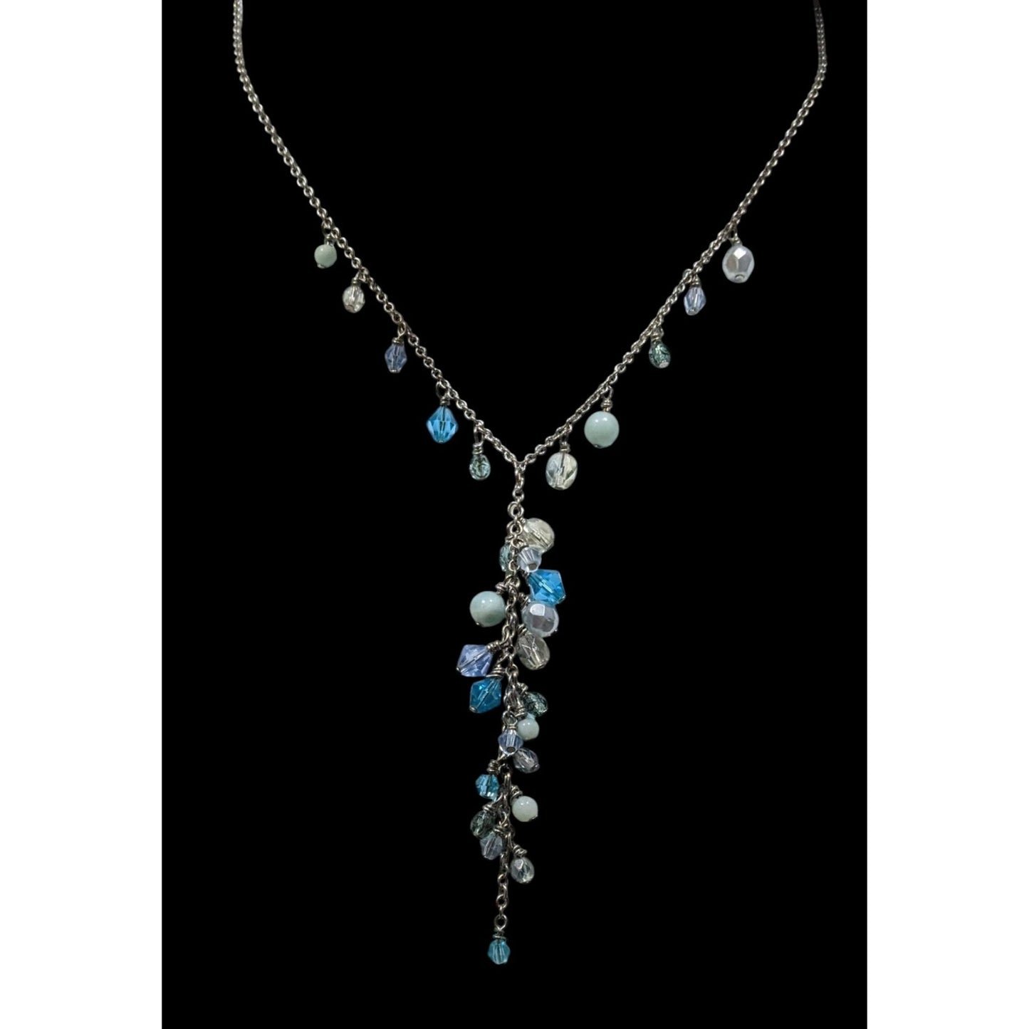 Lia Sophia Whimsical Blue Beaded Y Drop Necklace