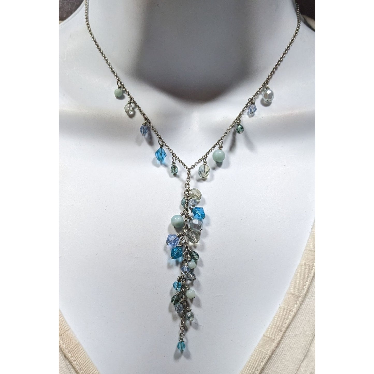 Lia Sophia Whimsical Blue Beaded Y Drop Necklace
