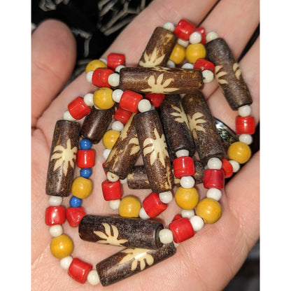 Vintage 90s Hand-Carved Wooden Beaded Necklace
