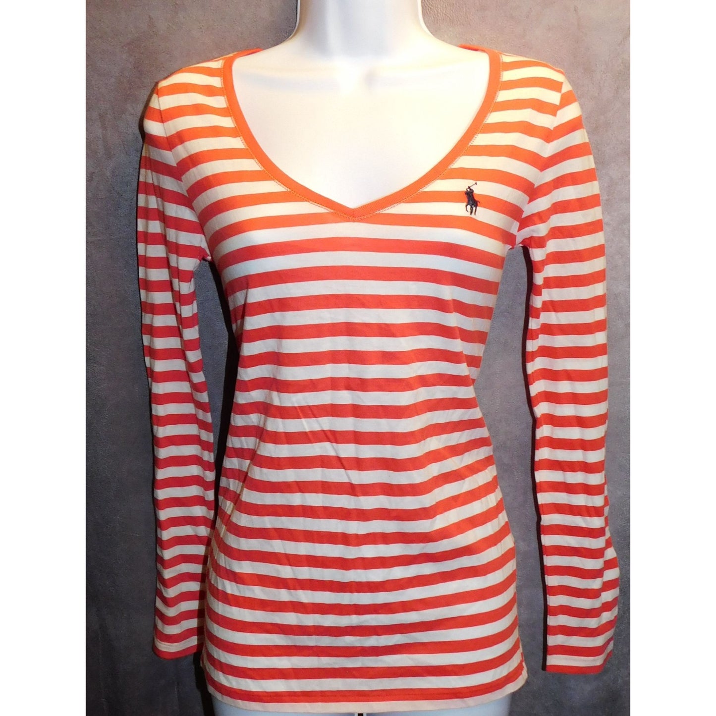 Ralph Lauren Red And White Striped Long Sleeve Shirt