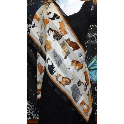Vintage Cat Scarf Lightweight With Subtle Stripes