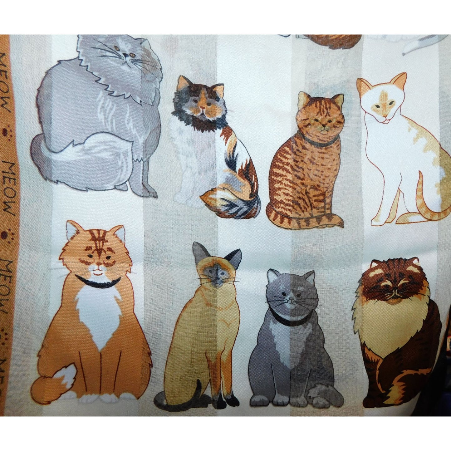 Vintage Cat Scarf Lightweight With Subtle Stripes