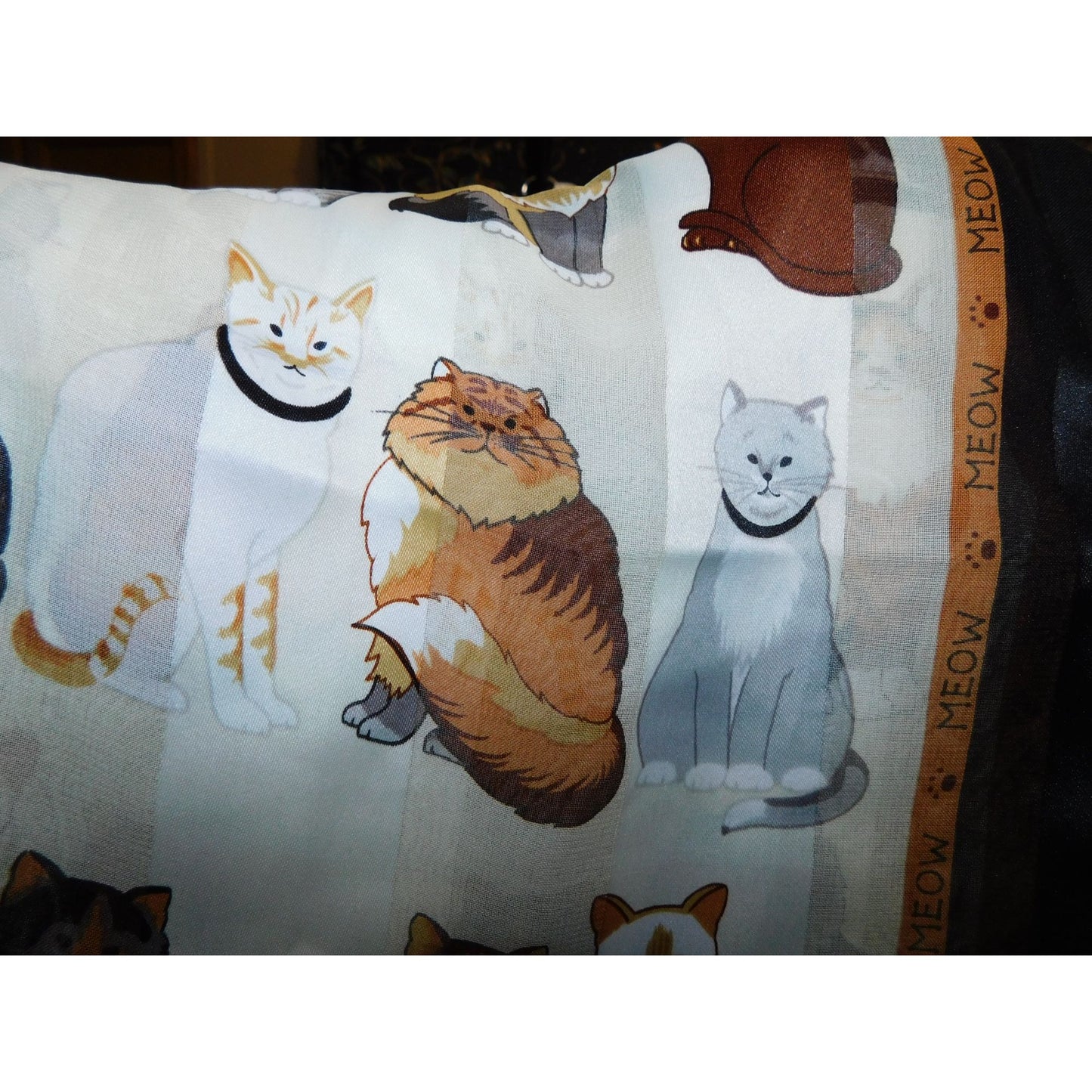 Vintage Cat Scarf Lightweight With Subtle Stripes