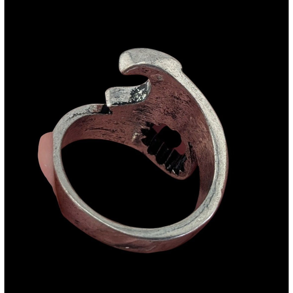 Industrial Biker Mechanic Wrench Ring Silver Tone Fixed Size Statement